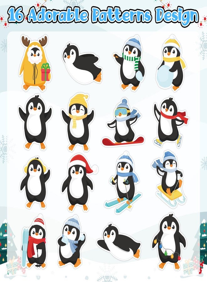 A1diee Winter Penguin Roll Stickers - Blue Cartoon Penguin Seals Envelope Tags DIY Craft Stickers for Water Bottle Holiday Baby Shower Birthday Party Gift Decor, 1000Pcs 16 Patterns - Image 3